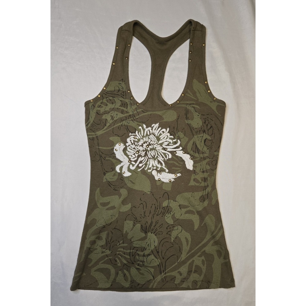 Buffalo David Britton Olive Green Embroidered Studded Olive‎ Green Medium Womens